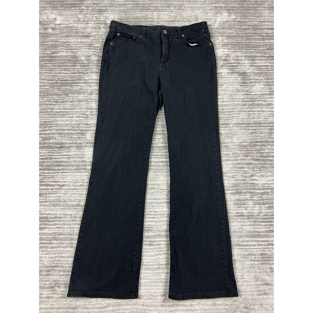 St Johns Bay Jeans Womens 12 Black Boot Cut Straight Denim Cotton Blend